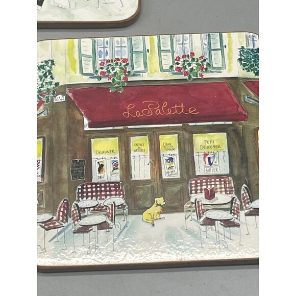 coasters set of 3 café cork back multi color dog cat bird 4x4" each READ - Picture 3 of 8